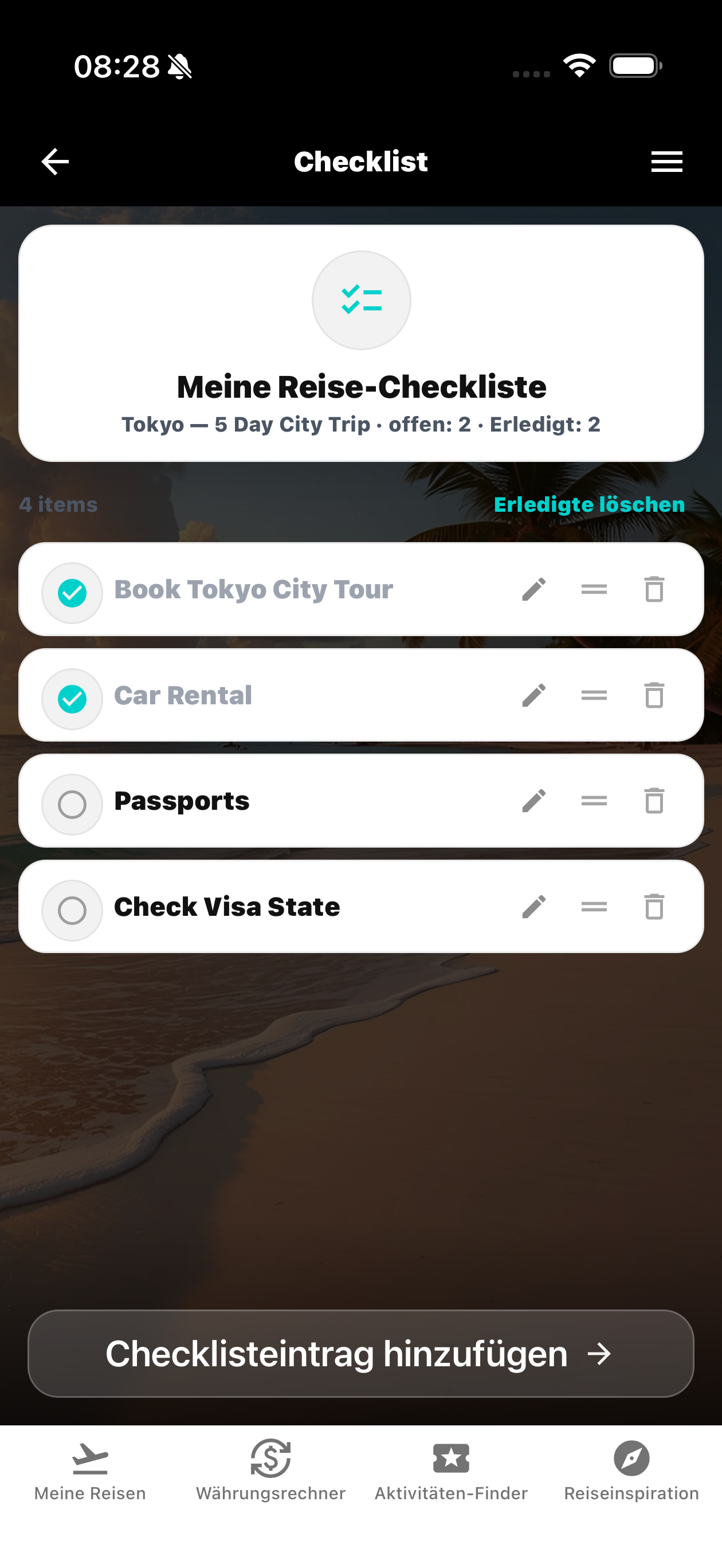 WanderSpend Reisecheckliste für einen Trip