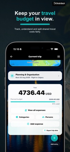 Screenshot App Store di WanderSpend per budget di viaggio e spese