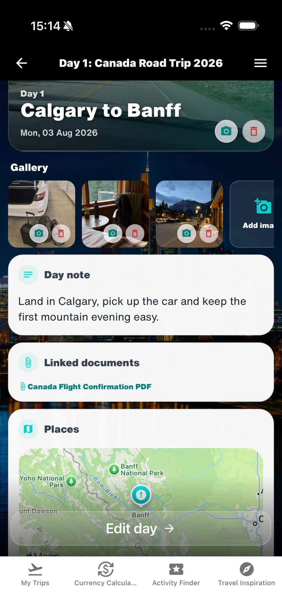WanderSpend Rich-Text-Notizen verbunden mit der Reiseplanung