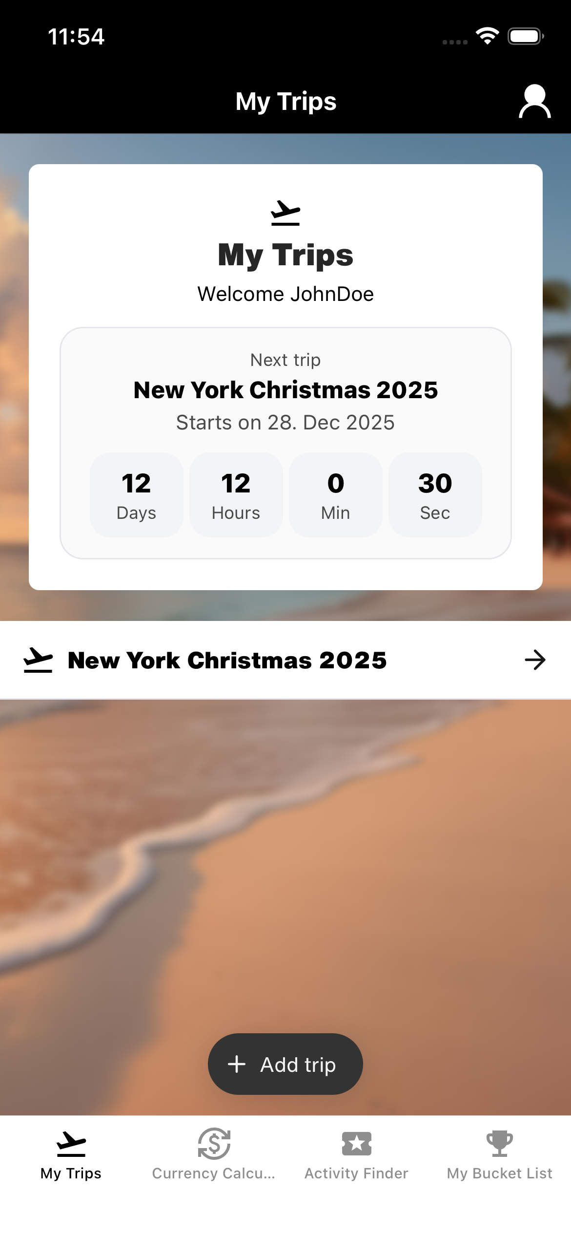 WanderSpend start screen